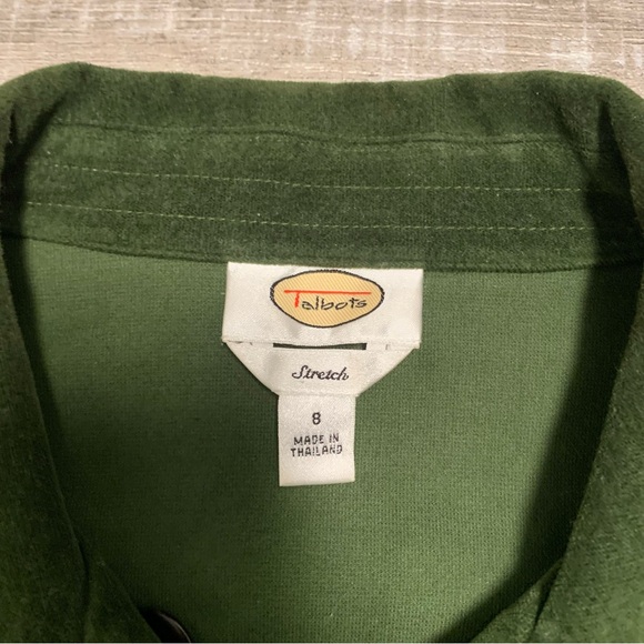 Talbots Green Velvet Pea Coat Blazer Jacket Women’s Size 8 - Picture 2 of 3